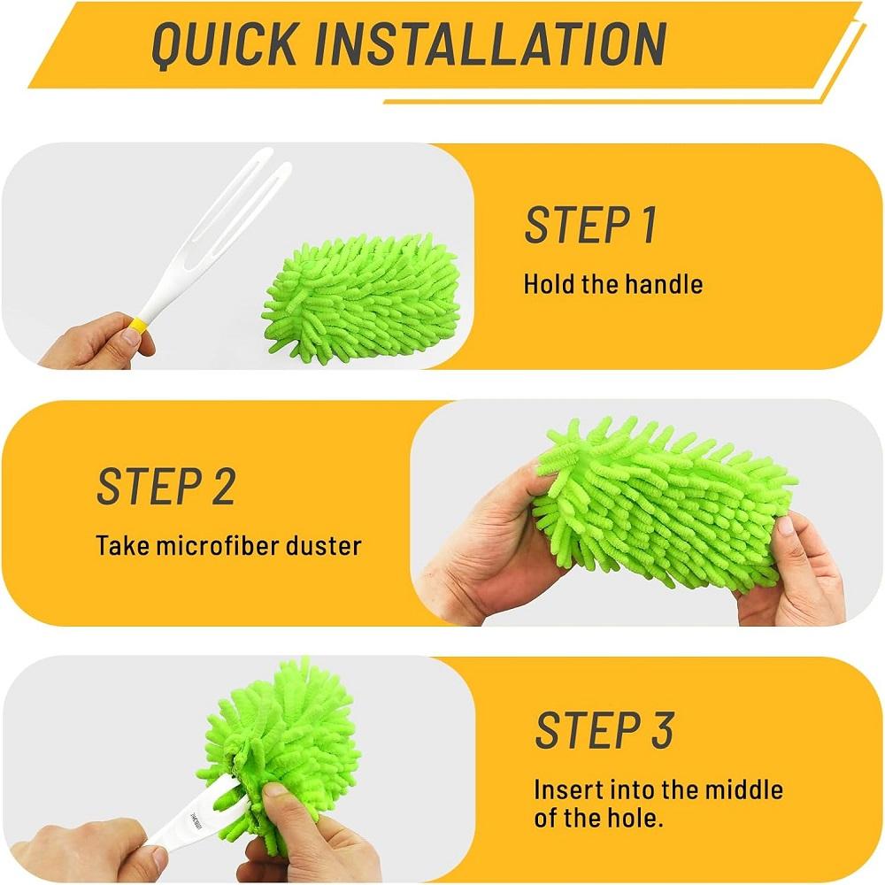 Chenille Duster Refills Handheld Duster Brush with Replaces Duster Pads for Home Car Clean Furniture Window Fan Cleaning Tools