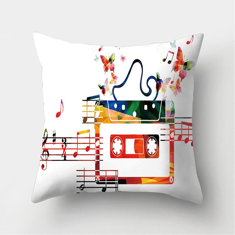 Cushion Cover Pillow Sofa Decorative Pillowcase Musical Instrument Pattern