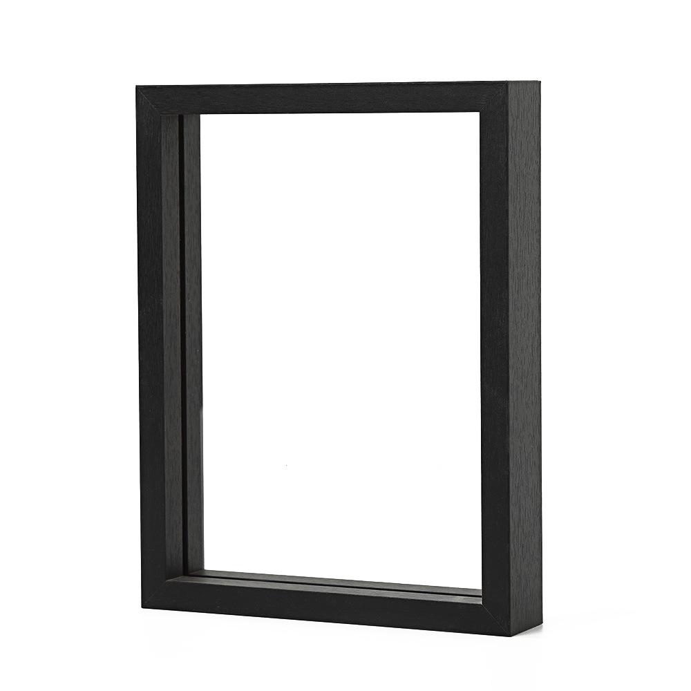 MDF Wooden Floating Picture Frame Double Sided Glass MDF Finished Decorative Transparent Double Sided Glass Picture Frame (Black,5 ) чёрный