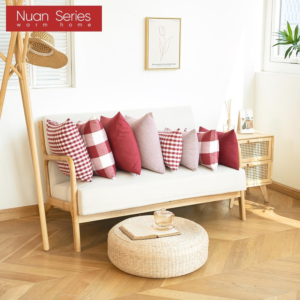1PC Bestseller Series Red Cushion Cover Plaid Stripe Back Pillowcase Office Hotel Homestay Decor Christmas Decoration Nuan Series
