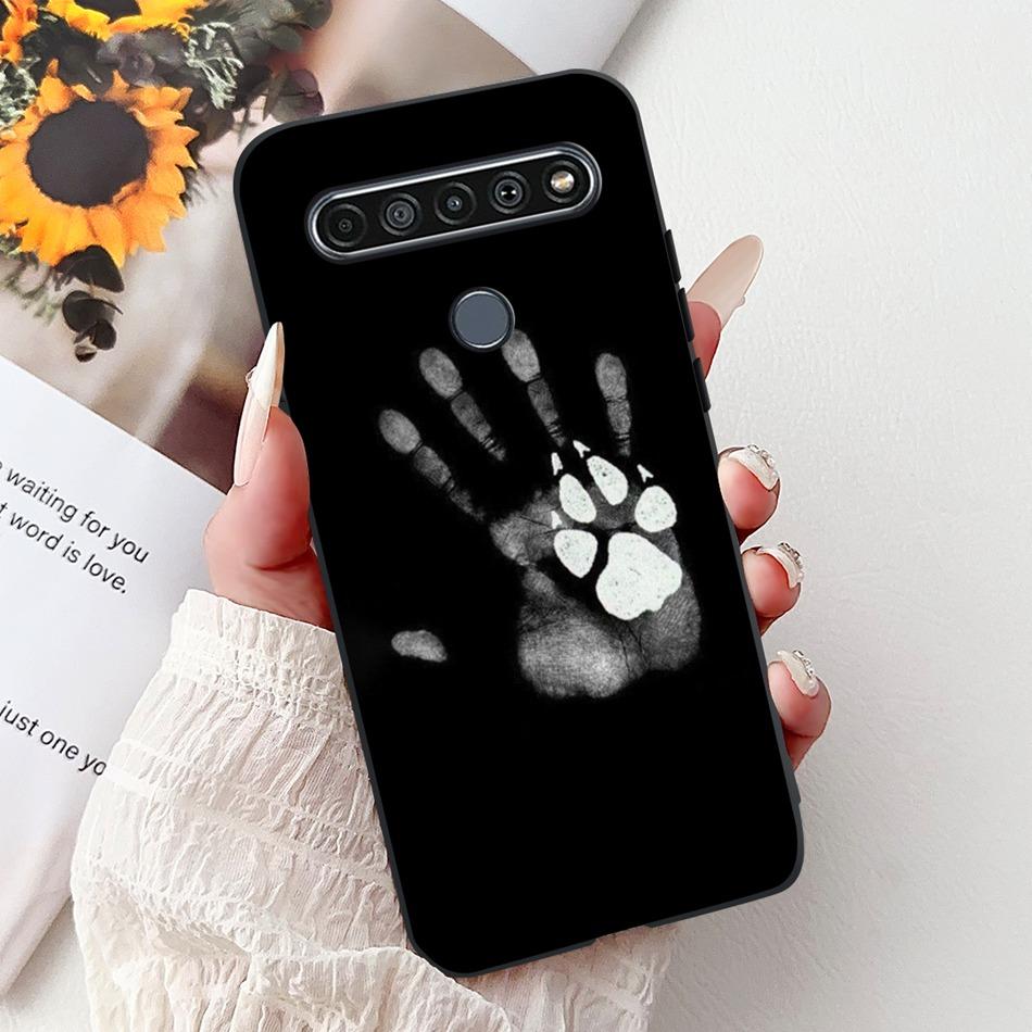 For LG K41S K51S 2020 Elegant Floral Cat Printed Phone Case For LG K41S K51S LM-K410 LM-K510 Black Silicone Soft Cases