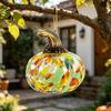 Mini Hand Blown Glass Pumpkin Ornament Collectible Thanksgiving Halloween Faux Crystal Pumpkin Hanging