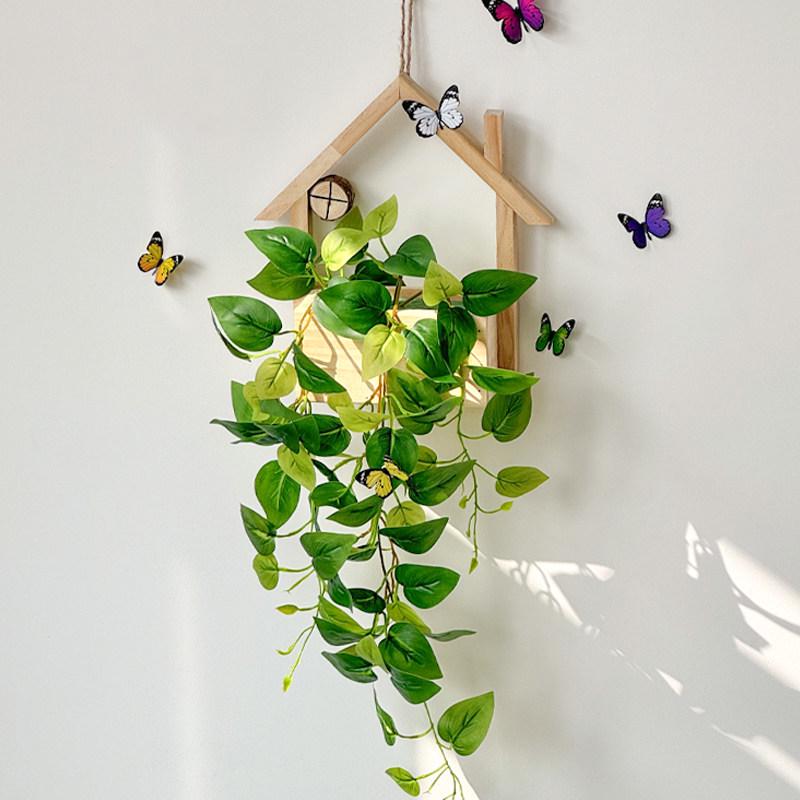 Wall Hanging Artificial Flower Pot for Living Room TV Background with Greenery Planter.