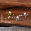 European & American Retro Bird Branch Jewelry Set: Drip Oil Earrings, Ring & Necklace