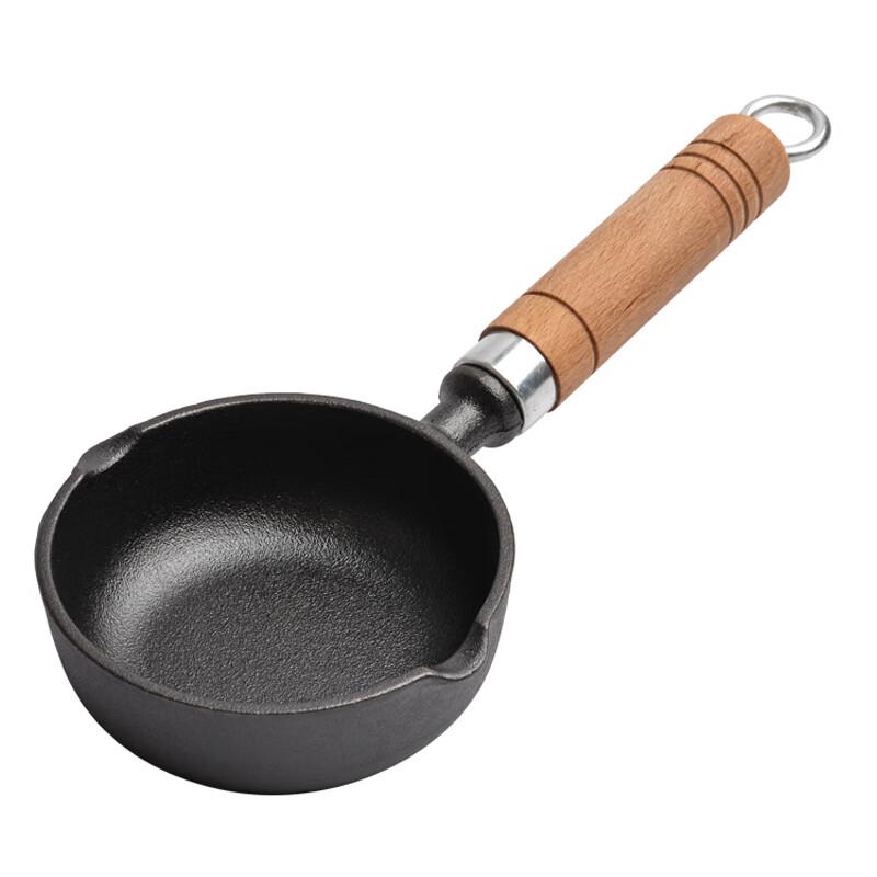 Telssida Cast Iron Mini Frying Pan, Egg Pan, Hot Oil Pan, Oil Splash Pan, Small Iron Pot, Dumpling Pan, Sautéing Pan, Flat Bottom Pa
