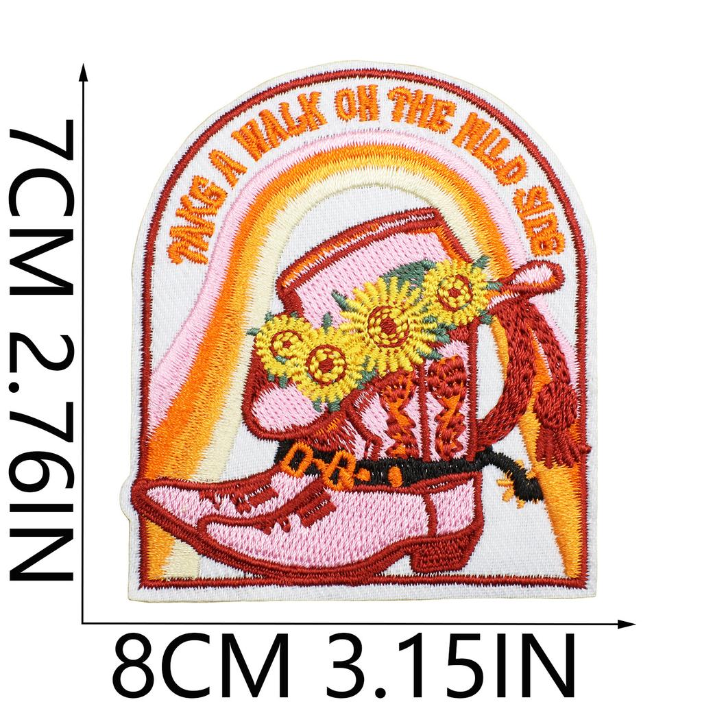Western Denim Element Embroidery Chapter Square Computer Embroidery Cloth Sticker Double Gun Denim Patch Patch Ironing