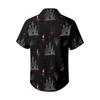 Men's Casual Short Sleeve Halloween Print Button Down Shirt
