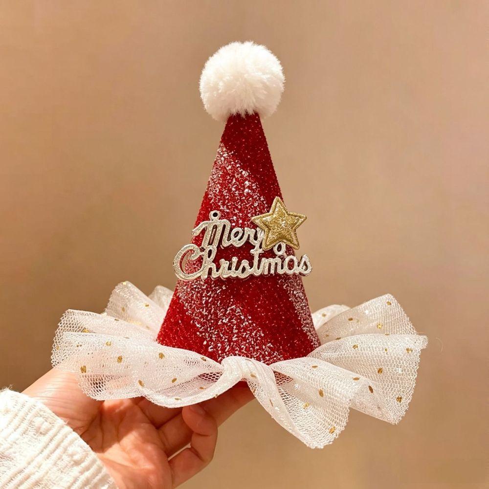 Cute Christmas Hair Clip Cloth Mini Size Santa Hat Barrette Hair Pin Xmas Use