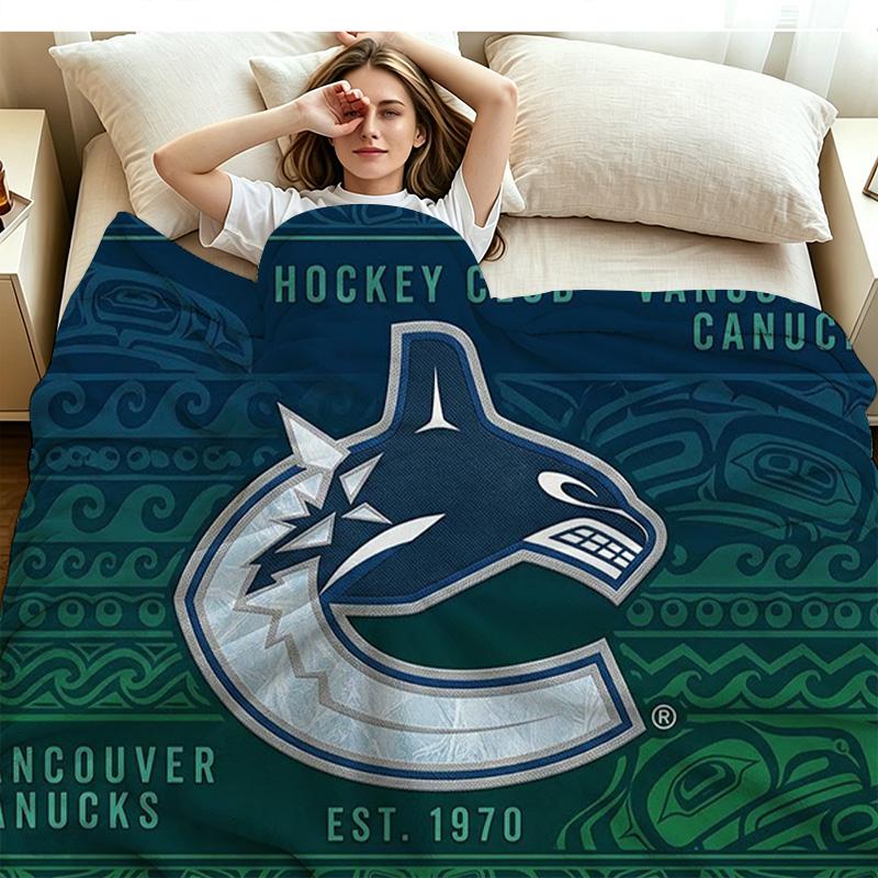 VANCOUVER CANUCKS Print Flannel Blanket High Quality Warm Comfortable Cover for All Seasons Perfect for Gifts Home Decor
