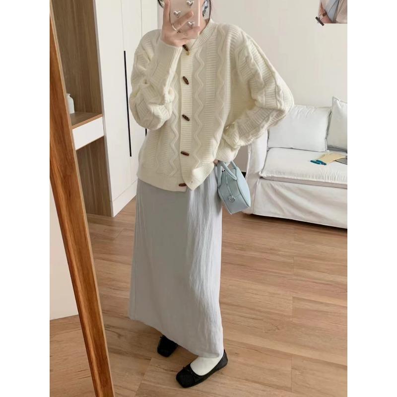 

Свитер-жакет женский новый свободный и ленивый вязаный кардиган с косами, верхняя одежда One Size