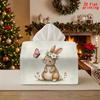 2D Flat 1pc, Tissue Box. Rabbit Wreath Butterfly Pattern Napkin Paper Dispenser, Reusable, Daily Desktop Tissue Storage Box, Suitable for Kitchen Livi