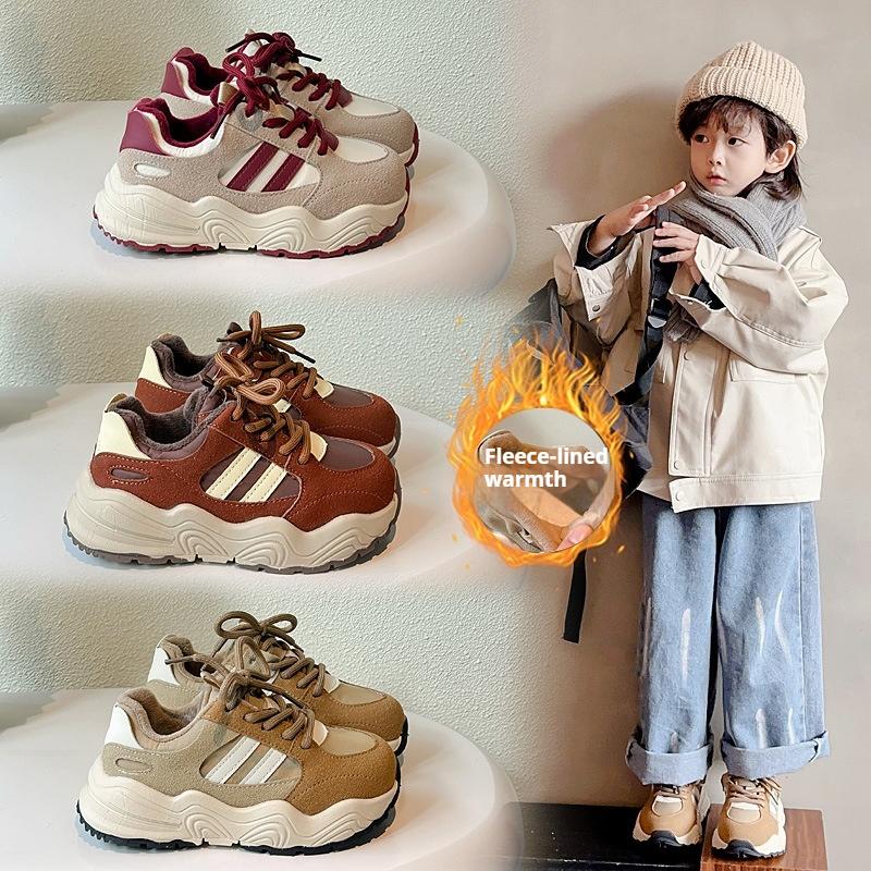 Winter Boys and Girls Plus Velvet Popular Warm Casual Comfortable Soft Sole Sports Shoes