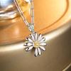 S925 sterling silver light luxury high-end small daisy diamond necklace women's pendant sun flower collarbone chain