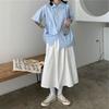 Women's Mid-Length A-Line Skirt: Japanese & Korean Style, Solid Color, Elastic Waist