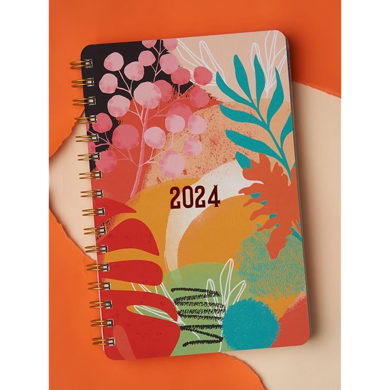 Doodle | The Happiness 2024 Wiro Bound Planner with 100+ Stickers | A5 | Hard Bound | Undated | Yearly, Monthly, Daily P
