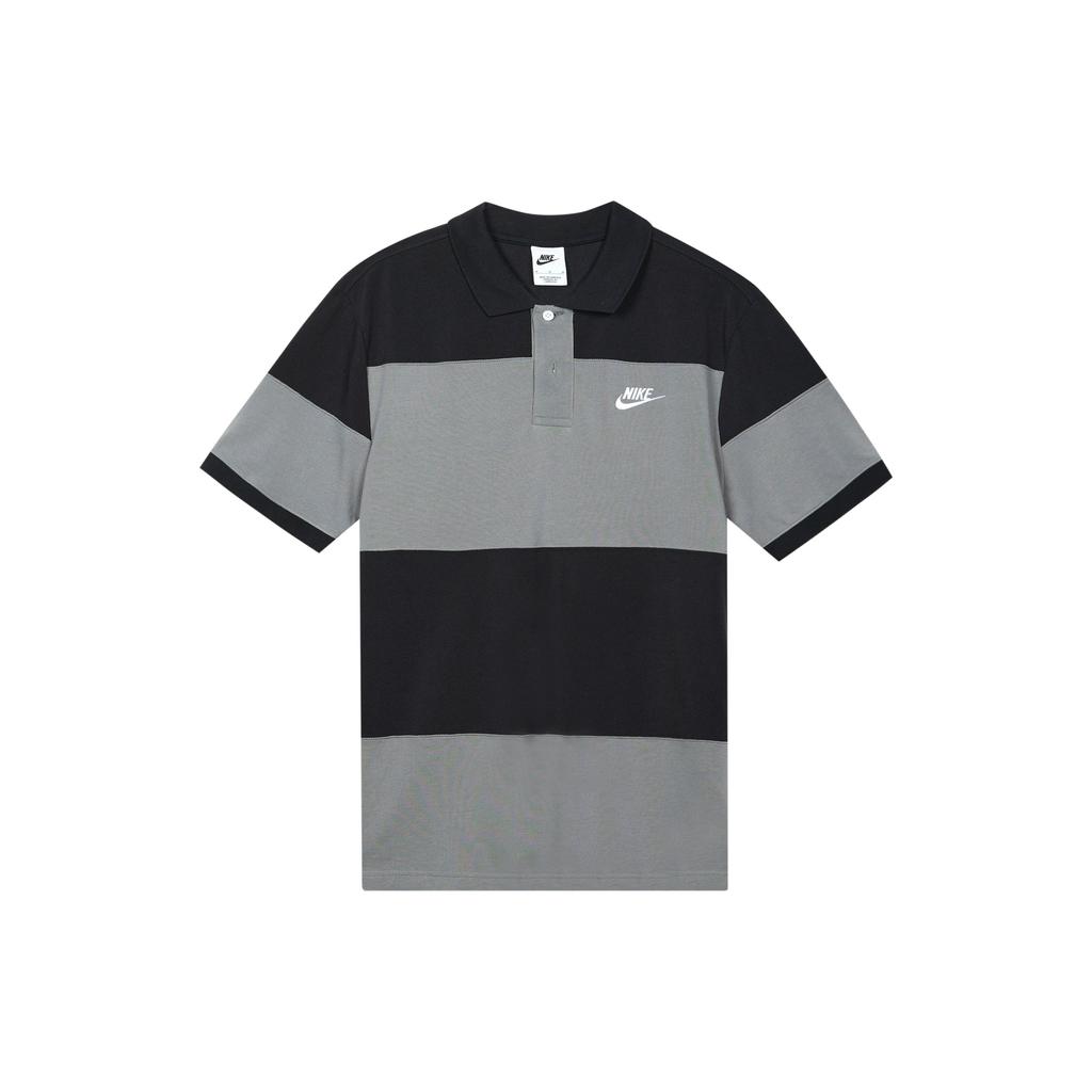 Nike Sport Essential Logo Color Block Short Sleeve Polo Men Tops Black Smoke-Grey DM6951-010