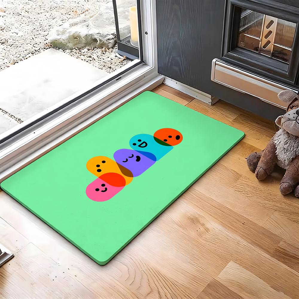 Cartoon Style C-Cute Symbol Floor Mat Absorbent Floor Mat Non-Slip Entrance Rug for Bathrooms Restrooms and Toilets