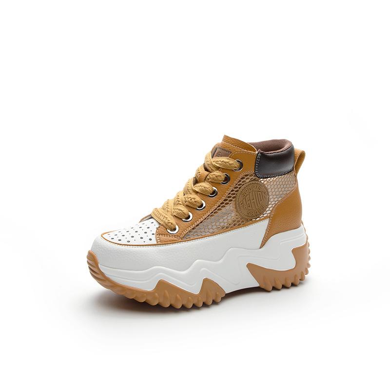 Women's shoes new spring, summer, autumn and winter shoes versatile thick-soled mesh breathable high-top white shoes women's tide