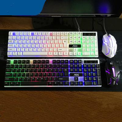 Leuchtendes Tastatur- und Mausset, USB-Kabelaufhängung, mechanisches Gefühl, hintergrundbeleuchtetes Tastatur- und Mausset