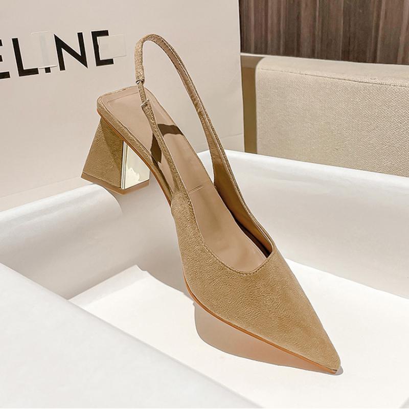 Černé sandály Ženy Letní móda Dámské Sandály Špičaté lodičky Ženy Boty Kancelářské šaty Boty Sexy Vysoké boty na čtvercovém podpatku