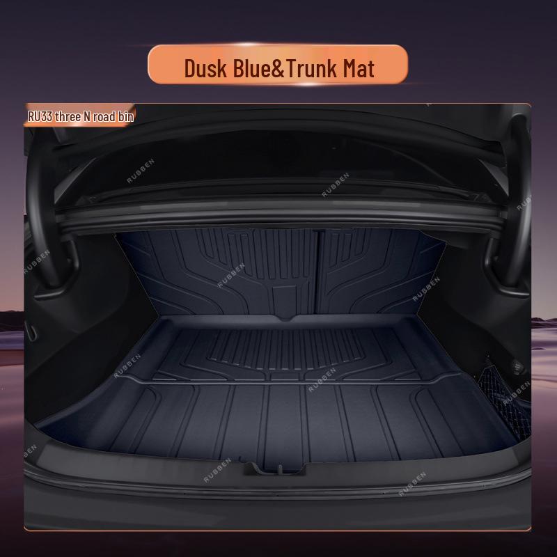 Waterproof Car Mat for 25 Xiaomi YU7 Models Blue Combo: Trunk Mat + Backrest Mat