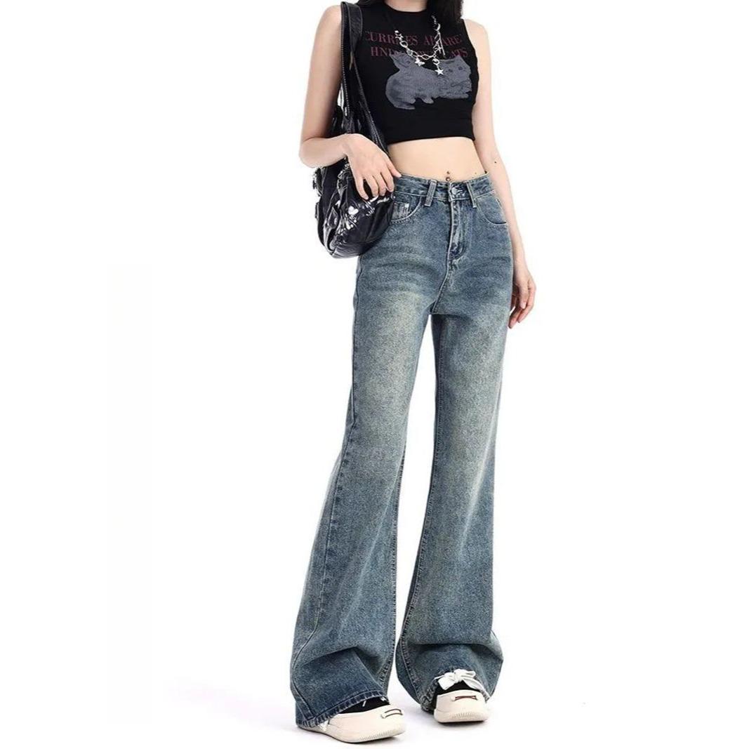 

2026 Retro High-Waist Slimming Wide-Leg Jeans: Spring & Autumn Style for Long Legs Large синій