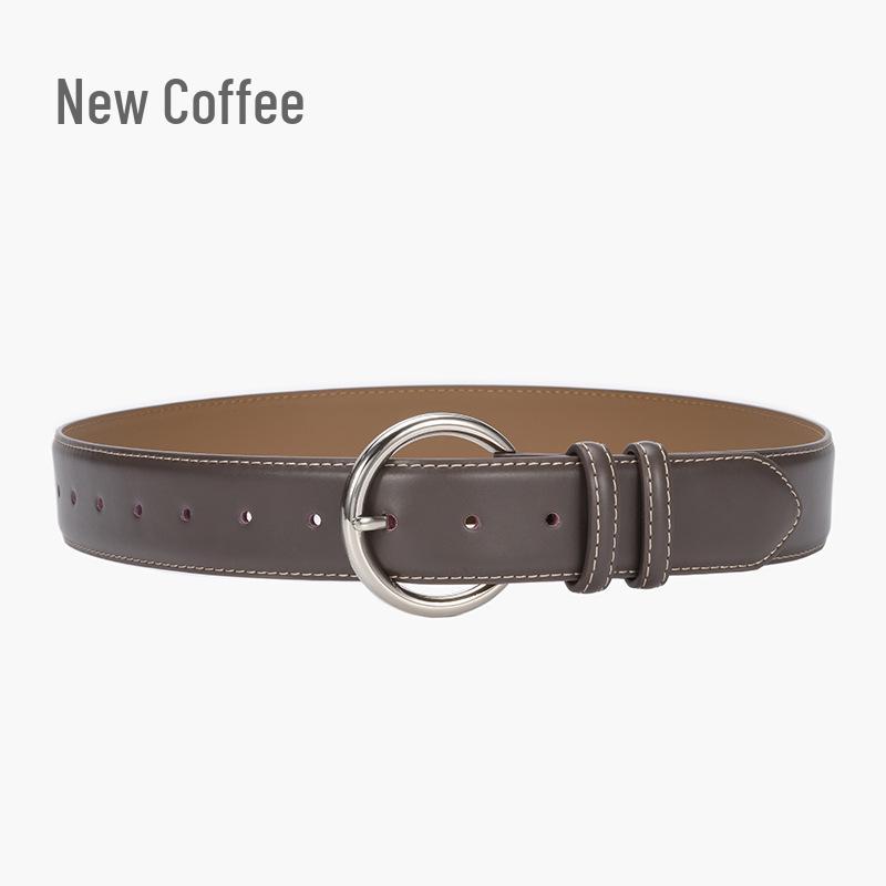 Ladies' Genuine Cowhide Leather Wide Waist Trench Coat Belt