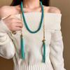 Hanging Neck Bohemian Waist Chain Rice Beads Sweater Chain Portable Long Turquoise Necklace  Girls