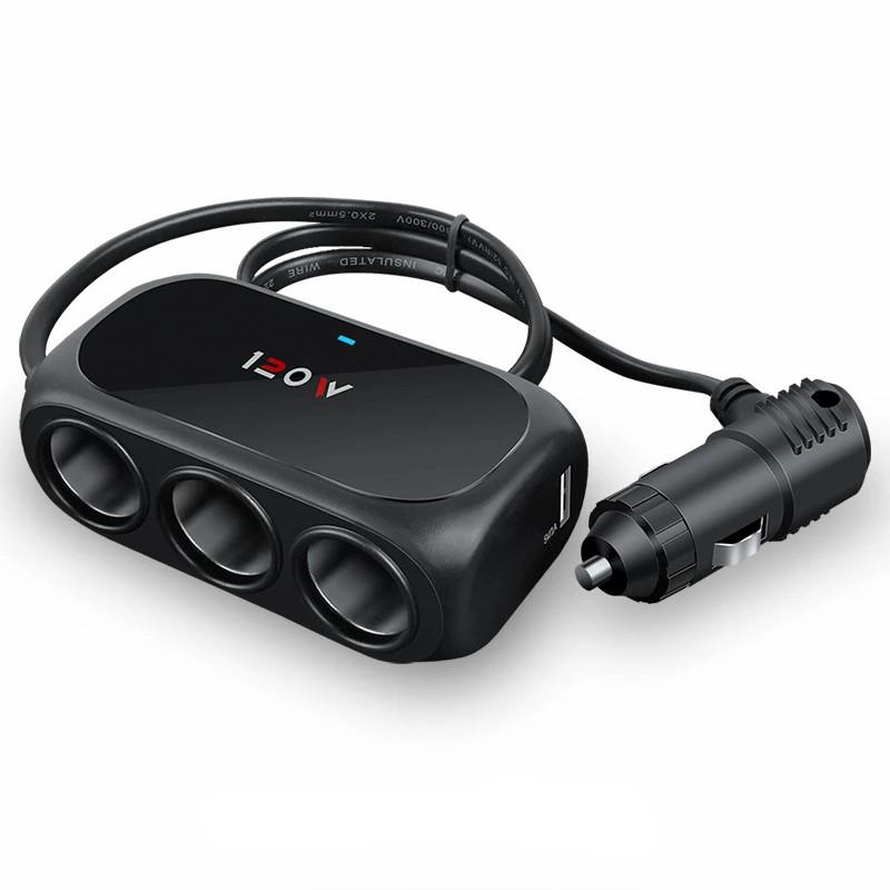 

Автомобильные зарядные устройства с двумя портами USB, 3-канальный автомобильный прикуриватель, разветвитель 120 Вт, 12 В, 24 В, автомобильное зарядное устройство, адаптер для iPhone, GPS, видеорегистратор чёрный