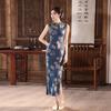 Blue sleeveless Chinese style new Chinese daily Suzhou long qipao, improved youth 1011 new style for women's sophistication