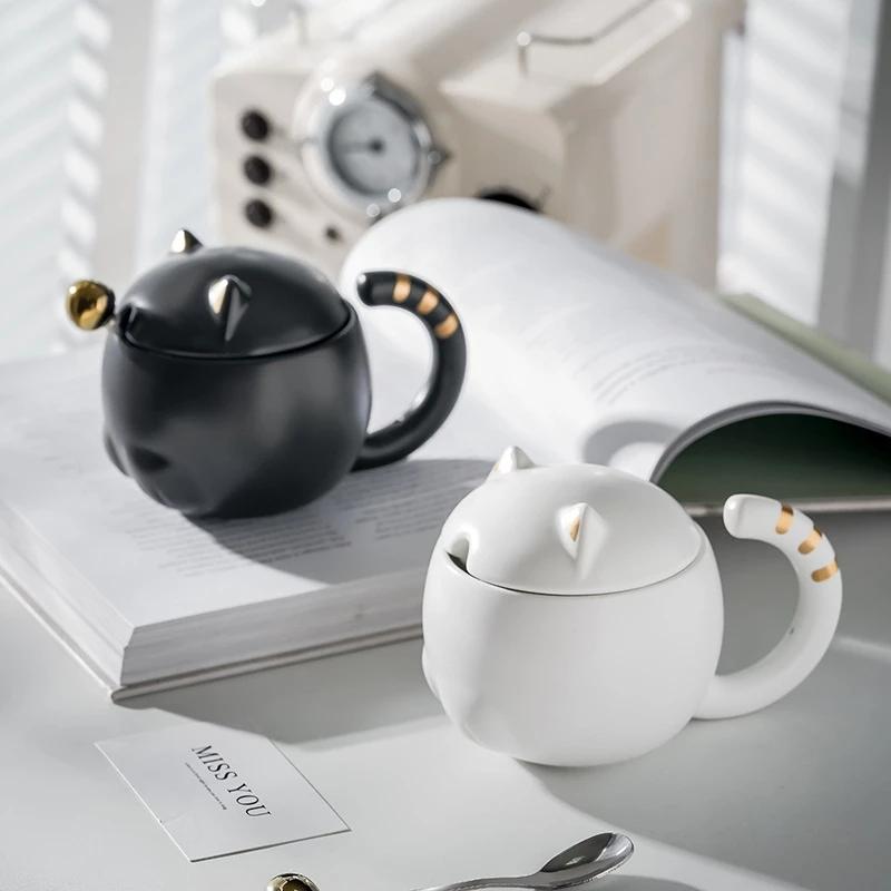 350 ml neue Persönlichkeit süße limitierte Auflage mysteriöse schwarze Katze Becher Halloween Kaffeetasse Teetasse Geschenk für Familie/Paare/Freunde