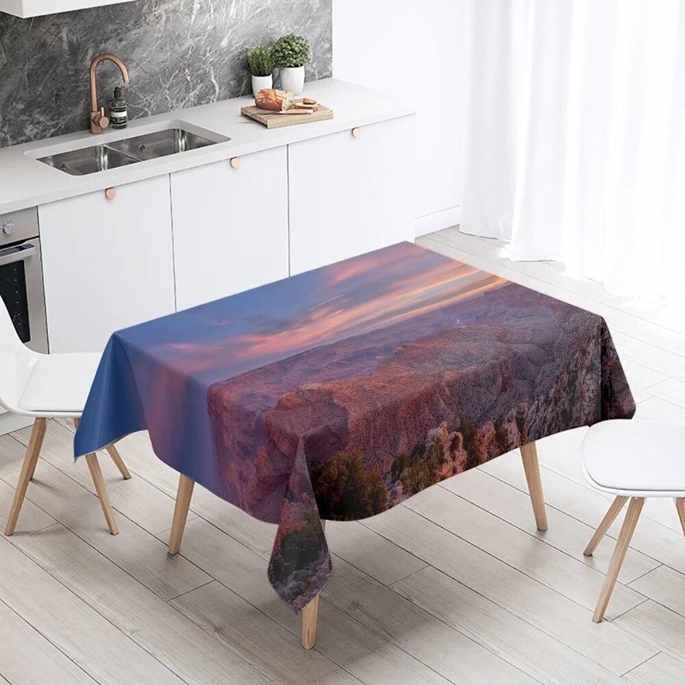 Nature Scenery Tablecloth Beach  Printed  Party Restaurant Table Decoration Stain Resistant & Waterproof