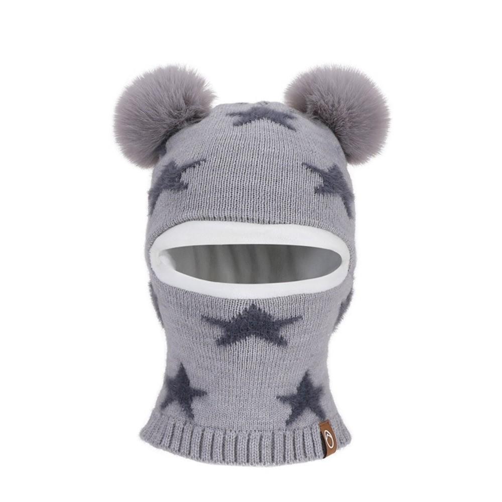 Ear Protection Winter Neck Gaiter Hat Acrylic Full Face Cover Hat Protective Pom Pom Hat For Boys