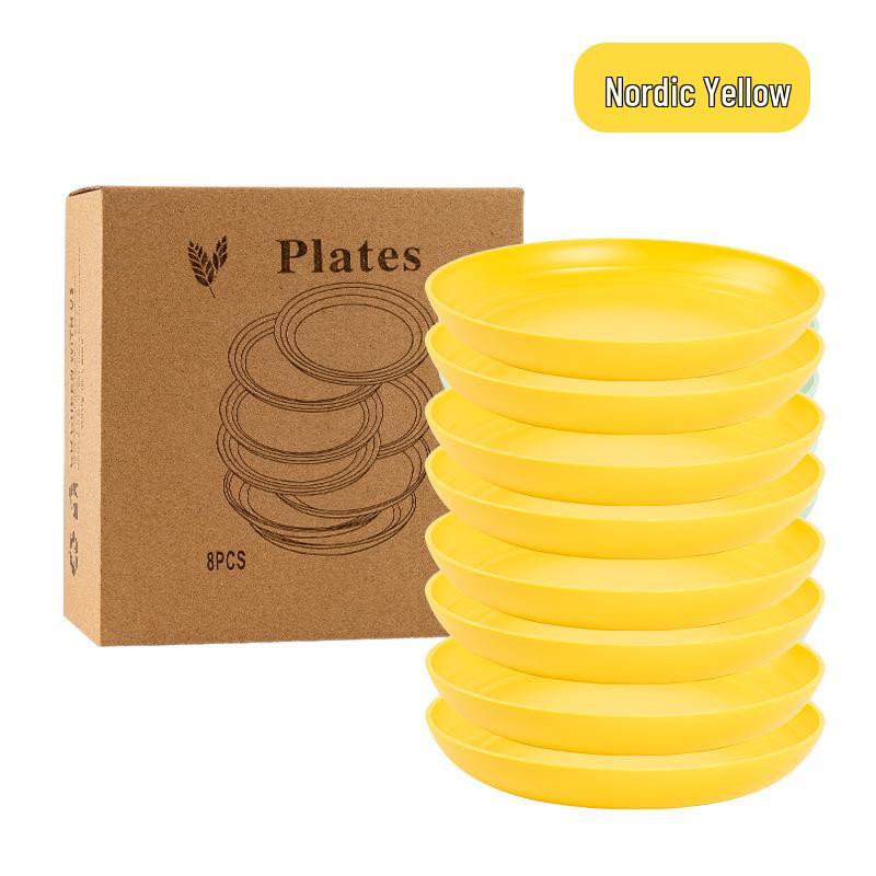 Cross-border Plastic Tableware Set: Plates, Bowls, Cups, Vomit Bowls, 24-Piece for Home Use.