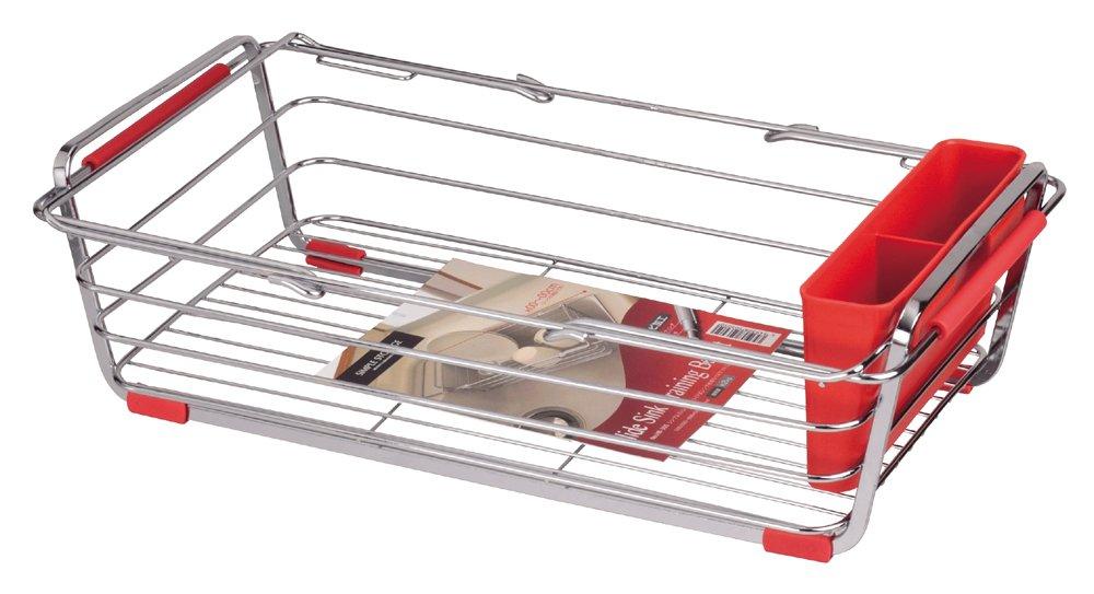 

Pearl Metal Dish Drainer Basket Red Sink Sliding Simple Storage HB-305