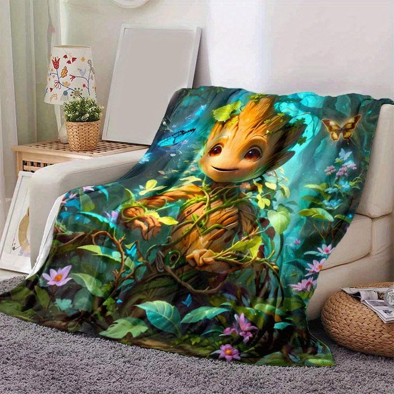 1pc Groot Printing Blanket - Soft, All-Season Throw for Office Blanket, Personalized Gift with Adorable Cartoon Design