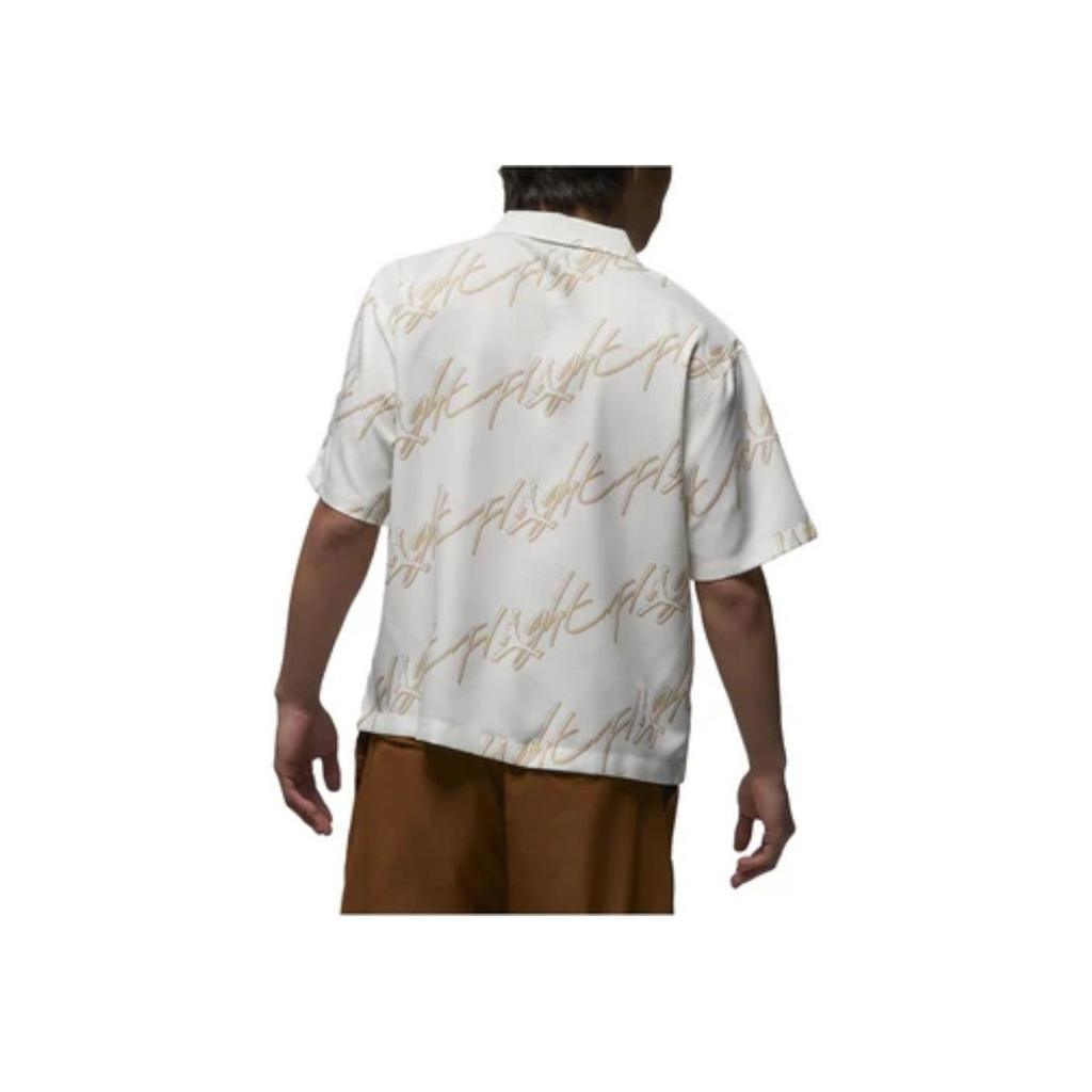 Jordan Allover Logo Print Locker geschnittenes Kurzarmhemd Herren Tops Weiß FB7323-133