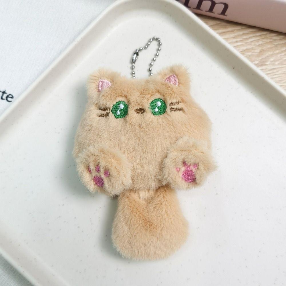 Cartoon Cat Plush Keychain Plush Stuffed Bear Pendant with Tail  Hanging Accessory
