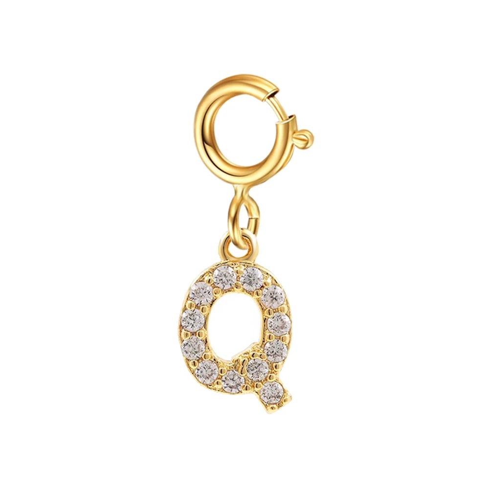 Alphabet Anfangsbuchstabe Anhänger Zirkonia Buchstabenanhänger für Zirkon Herstellung Halskette Ohrring Zirkonia Schlüsselanhänger DIY Zubehör