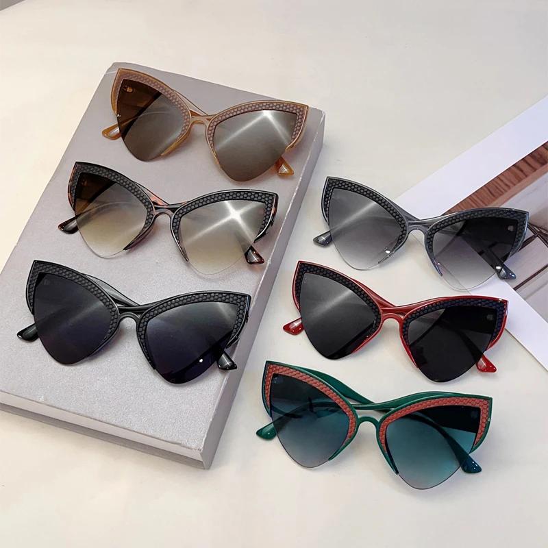 Oversized Cat Eye Sunglasses Women Stylish Butterfly Shaped Gradient Shades Ins Trendy Luxury Brand Design Sun Glasses