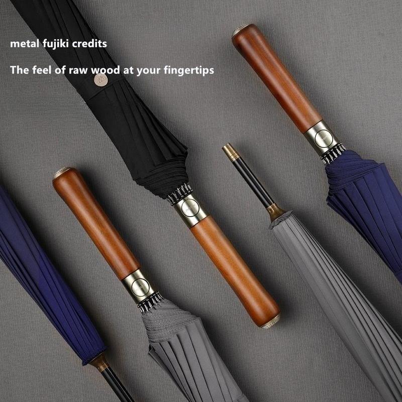 Light Luxury Long Wooden Handle Umbrella Enlarged Thickened Reinforcement Windproof Straight Handle Business Golf Umbrella