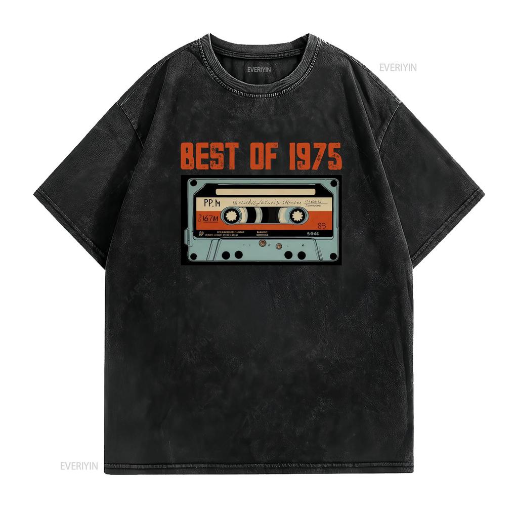 Best 1975 Vintage Design 50th Birthday T Shirt With Cassette Retro For Unisex And Unisex Anniversary Oldschool Vintage Washed