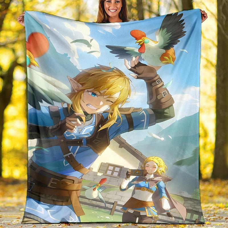 1pc Game Zelda Theme Blanket - Digital Print, Polyester, Cozy for All Seasons, Perfect for Outdoor, and Travel