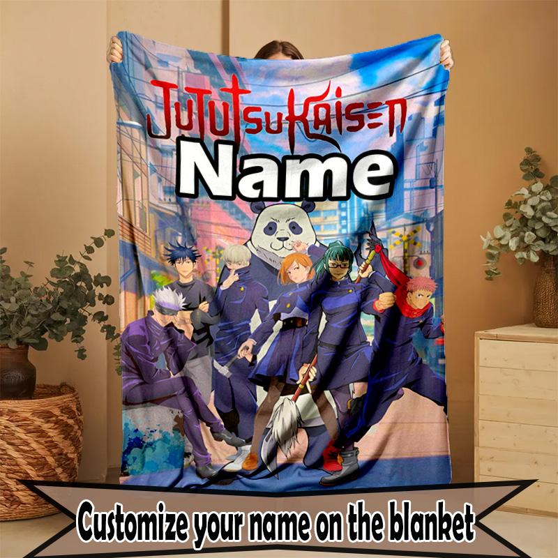 Custom Name Personalized Jujutsu Kaisen Print Blanket, Home Decor, Bedroom, Sofa, Camping, Couch, Gifts for Birthday ChristmasEnthusiasts