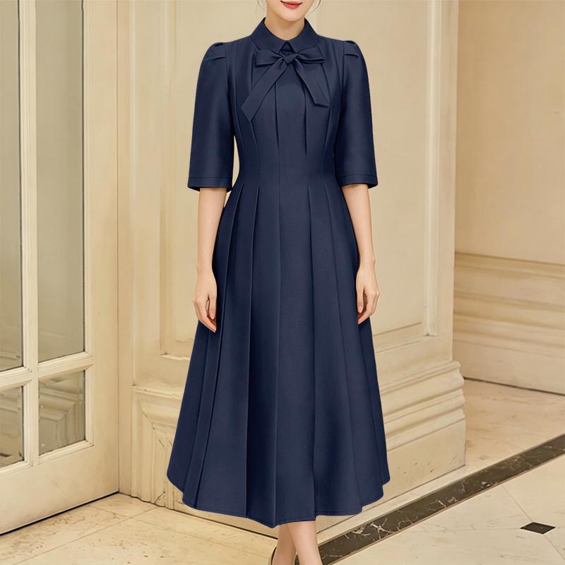ZANZEA Womens Casuasl Collar Summer Short Sleeve Elegant Dress S тёмно-синий