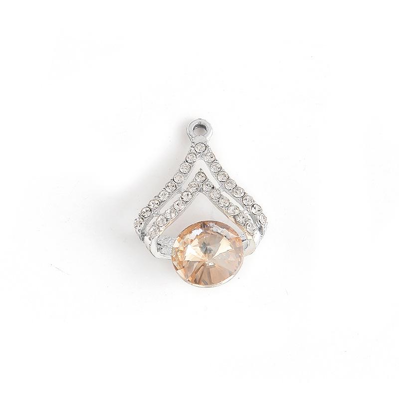 Color Transparent Rhinestone Diy Alloy Jewelry Accessories Diamond-Set Heart Bracelet Necklace Pendant Love Pendant