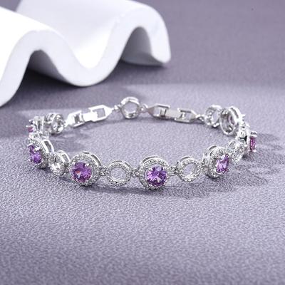 Popular Jewelry Accessories Color Zircon Jewelry Bracelet Brass Electroplated Platinum Jewelry