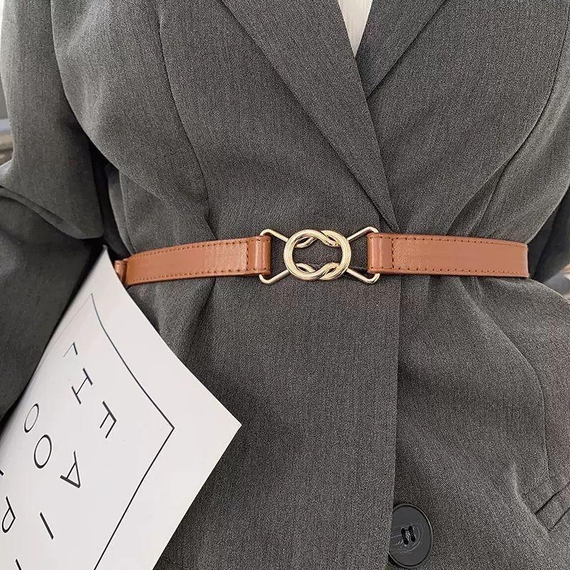 Stylish Summer Women's Waist Belt With Chic Double Ring Buckle For Dresses And Suits