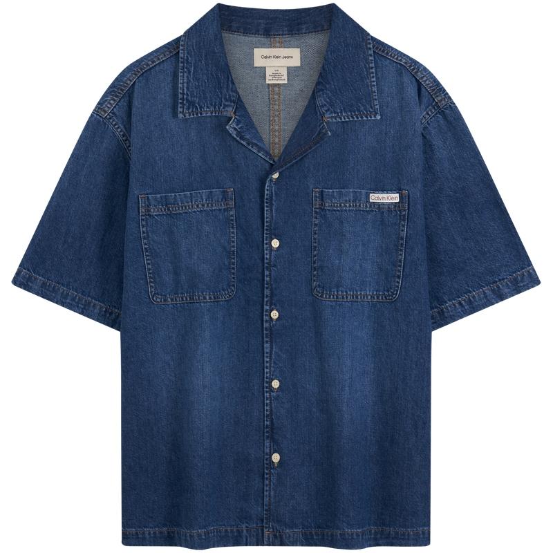 

Calvin Klein Vintage Cotton Linen Cuban Collar Short Sleeve Shirt Men shirts 4RC708G M