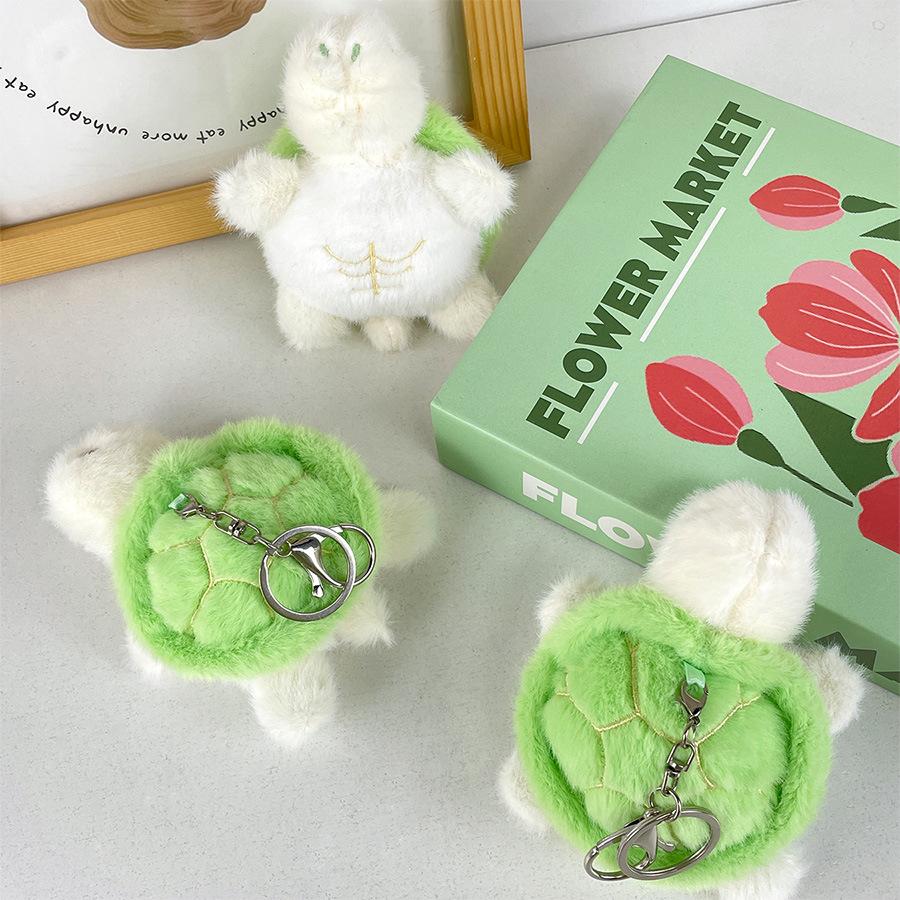 Cute Pull Rope Turtle Plush Doll Keychain Doll Bag Pendant Turtle Vibrating Toy Doll